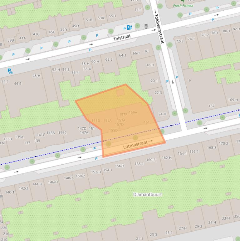 Kaart van postcodegebied 1073GW.