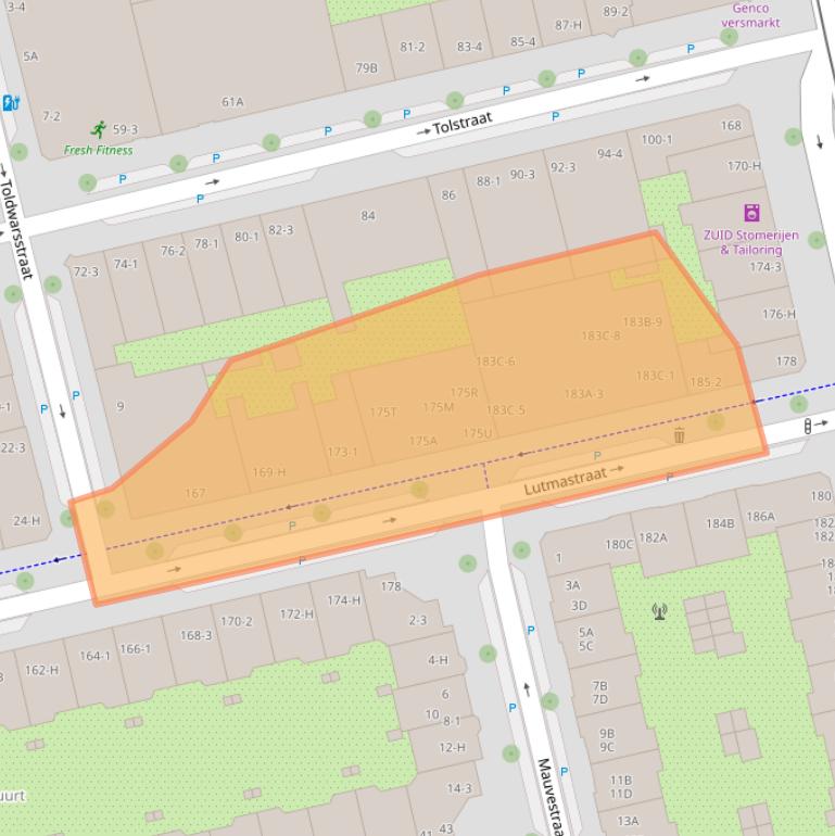 Kaart van postcodegebied 1073GX.