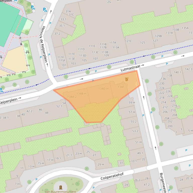 Kaart van postcodegebied 1073HC.