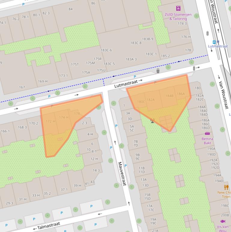 Kaart van postcodegebied 1073HG.