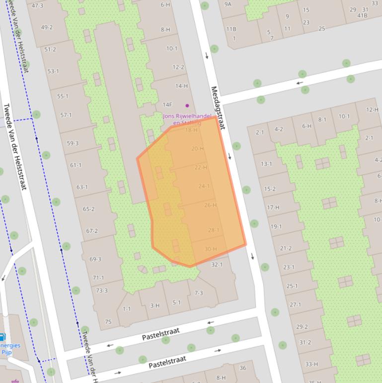 Kaart van postcodegebied 1073HM.