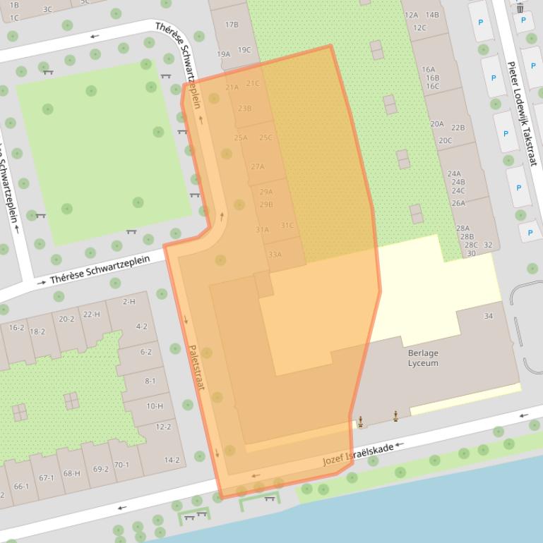 Kaart van postcodegebied 1073JL.