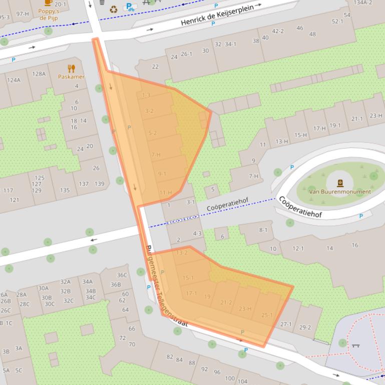 Kaart van postcodegebied 1073KA.