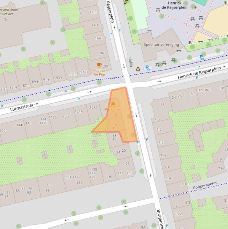 Kaart van postcodegebied 1073KC.