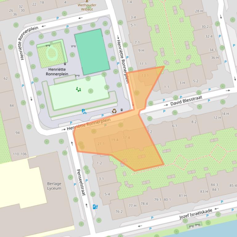 Kaart van postcodegebied 1073KT.