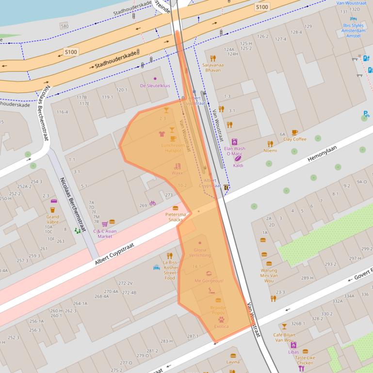 Kaart van postcodegebied 1073LL.