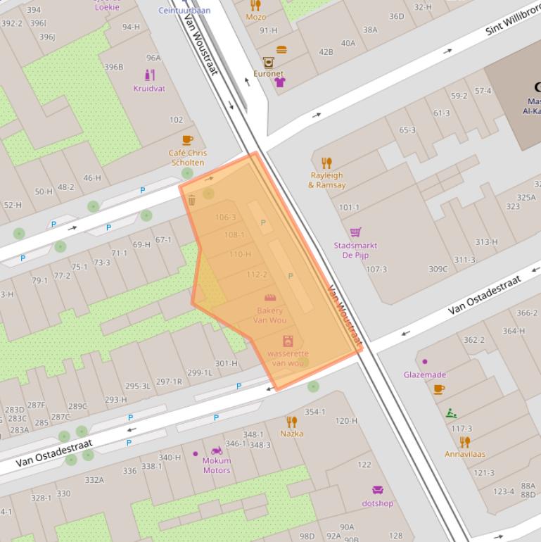 Kaart van postcodegebied 1073LS.