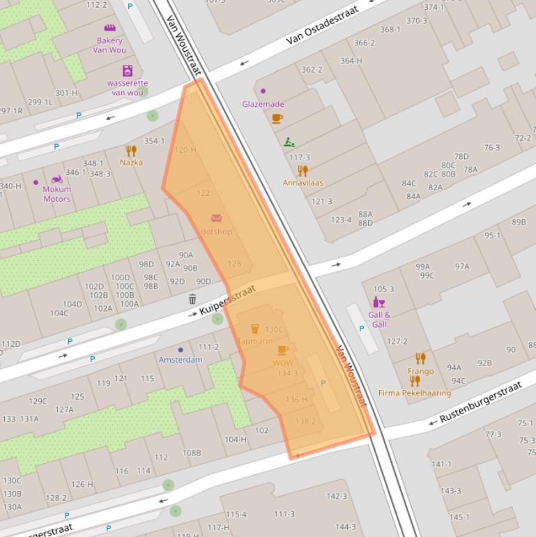 Kaart van postcodegebied 1073LT.