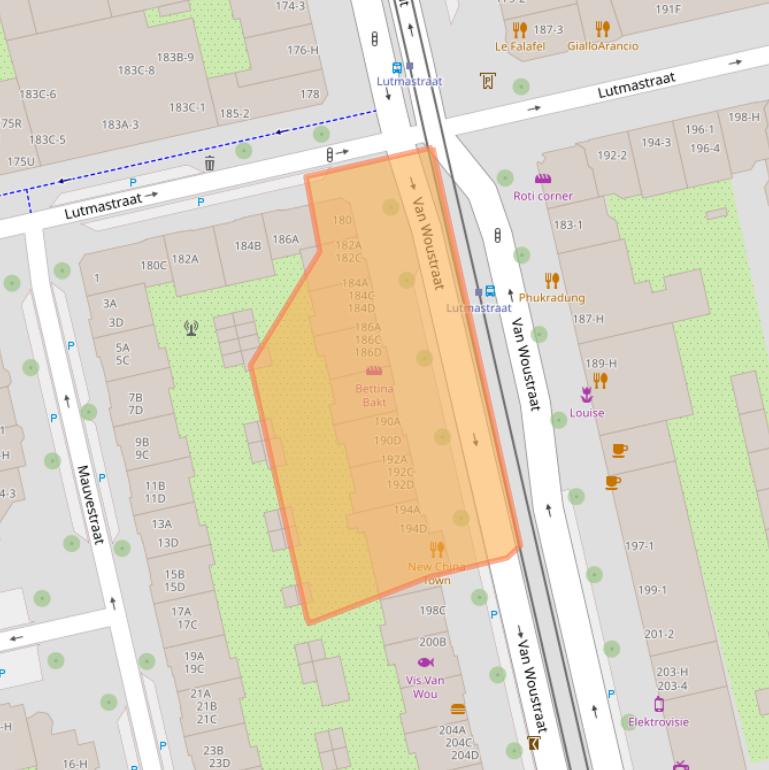Kaart van postcodegebied 1073LZ.
