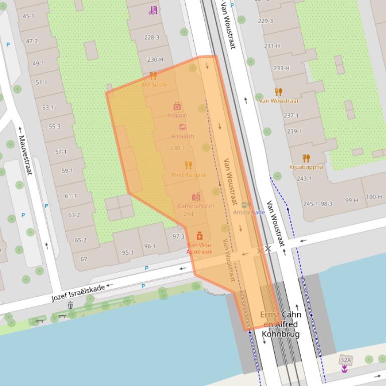 Kaart van postcodegebied 1073NC.