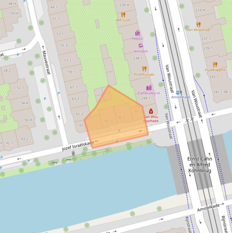 Kaart van postcodegebied 1073RD.