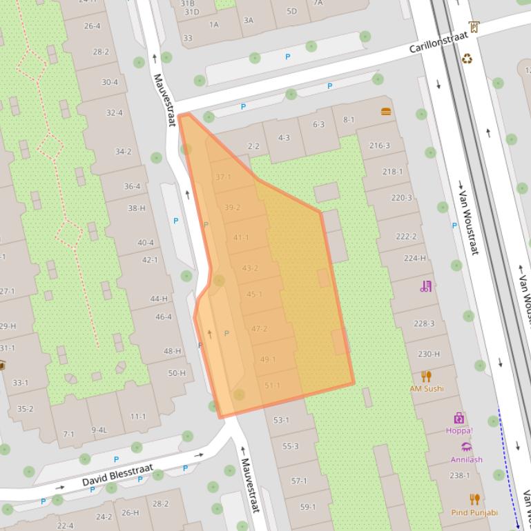 Kaart van postcodegebied 1073RH.