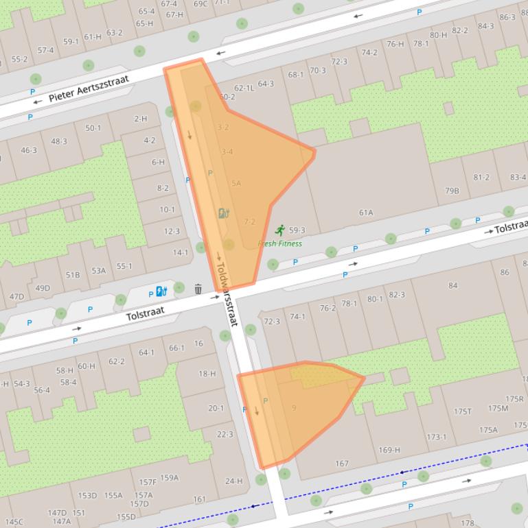 Kaart van postcodegebied 1073RP.