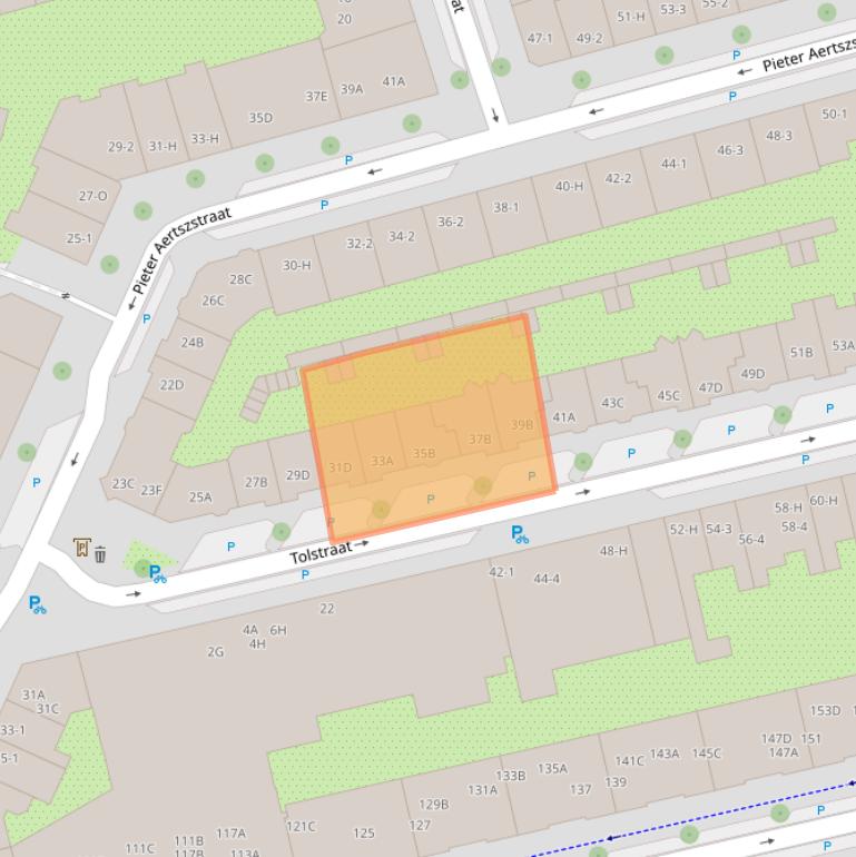 Kaart van postcodegebied 1073RT.