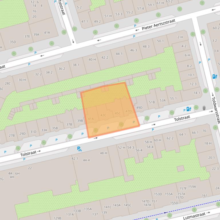 Kaart van postcodegebied 1073RV.