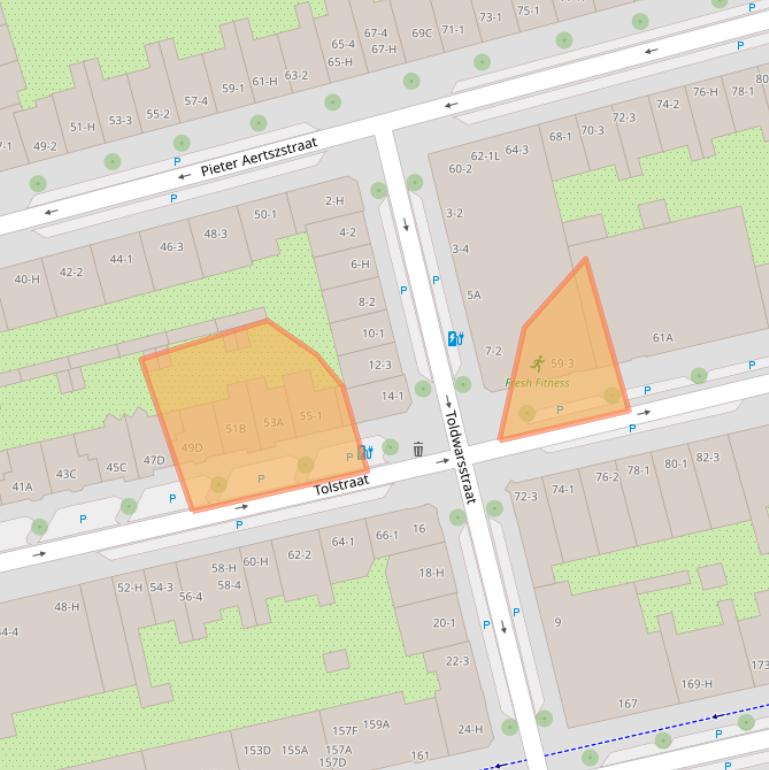 Kaart van postcodegebied 1073RW.