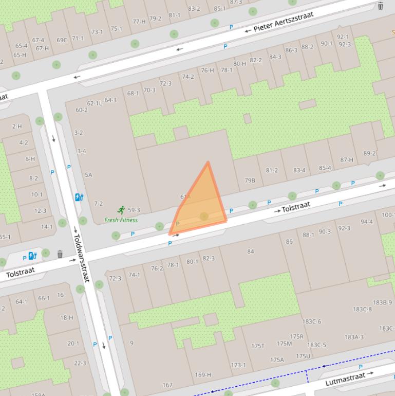 Kaart van postcodegebied 1073RX.