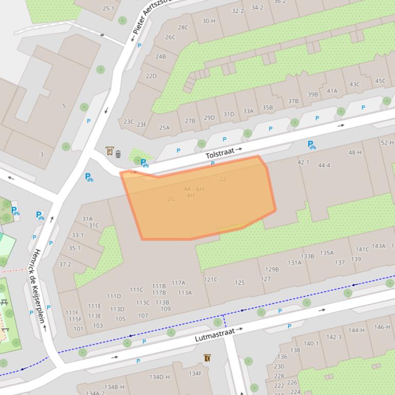 Kaart van postcodegebied 1073SB.