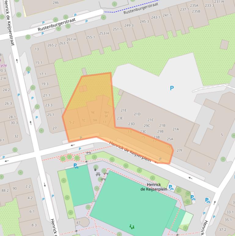Kaart van postcodegebied 1073SV.