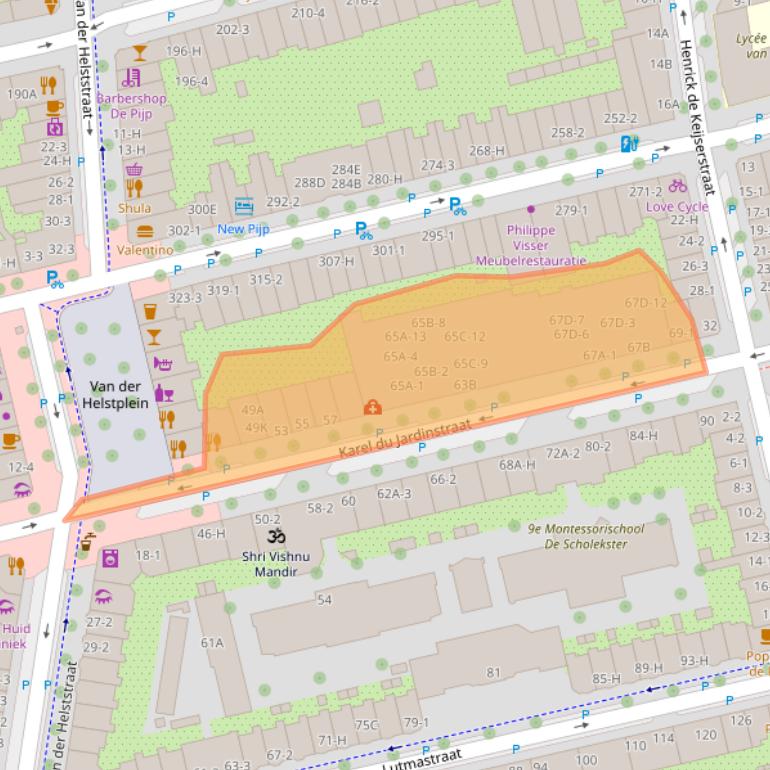 Kaart van postcodegebied 1073TB.
