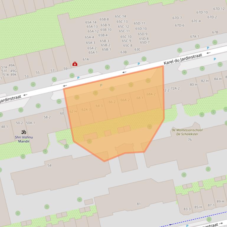 Kaart van postcodegebied 1073TD.