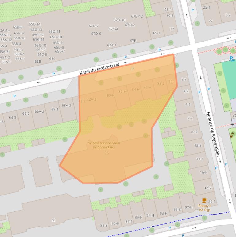 Kaart van postcodegebied 1073TE.