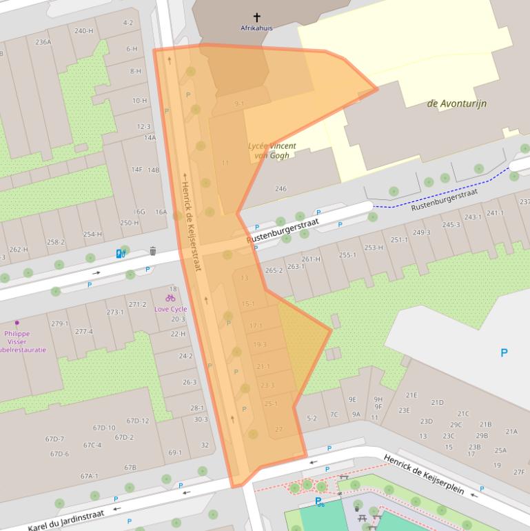 Kaart van postcodegebied 1073TG.