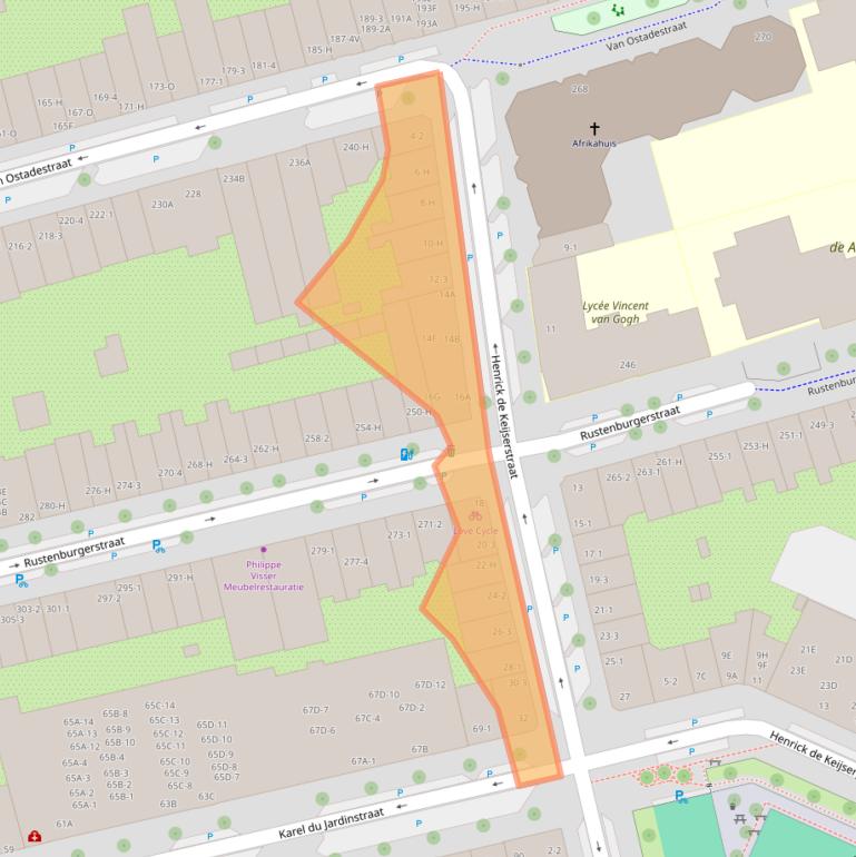 Kaart van postcodegebied 1073TH.
