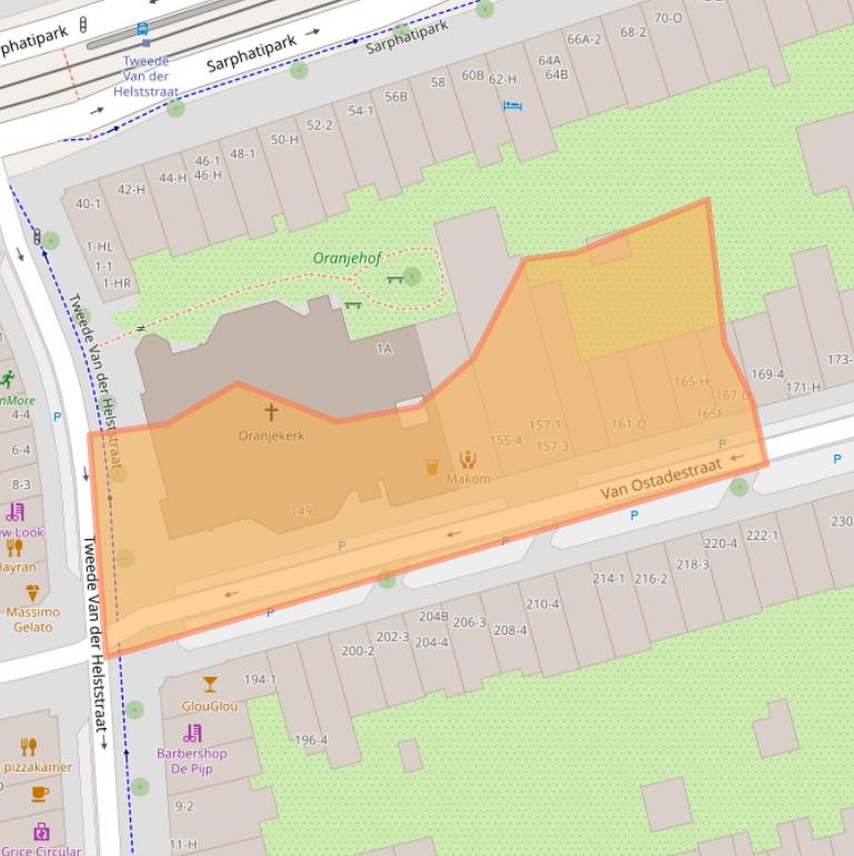 Kaart van postcodegebied 1073TK.