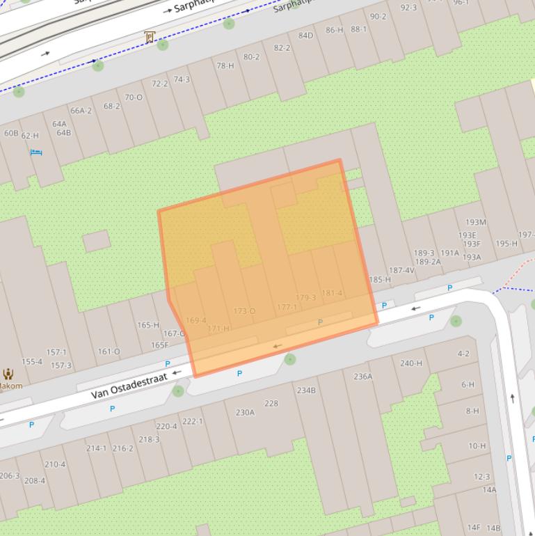 Kaart van postcodegebied 1073TL.