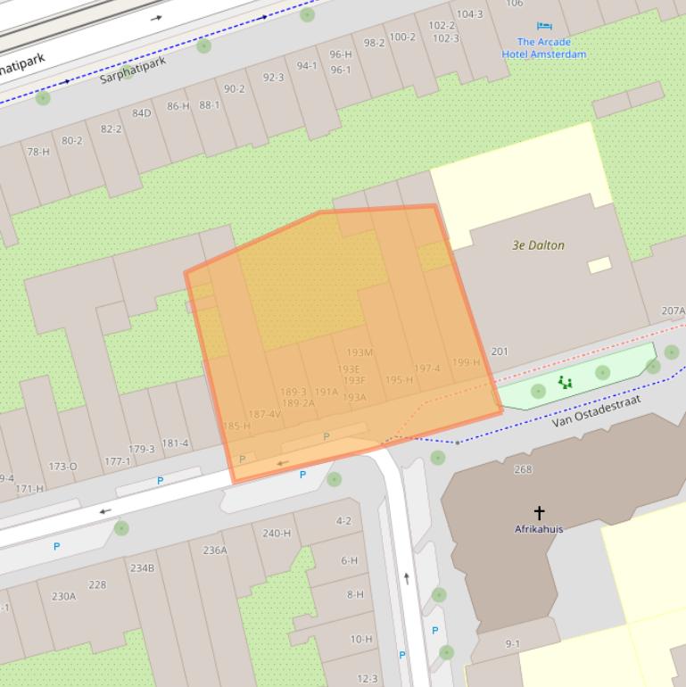 Kaart van postcodegebied 1073TM.