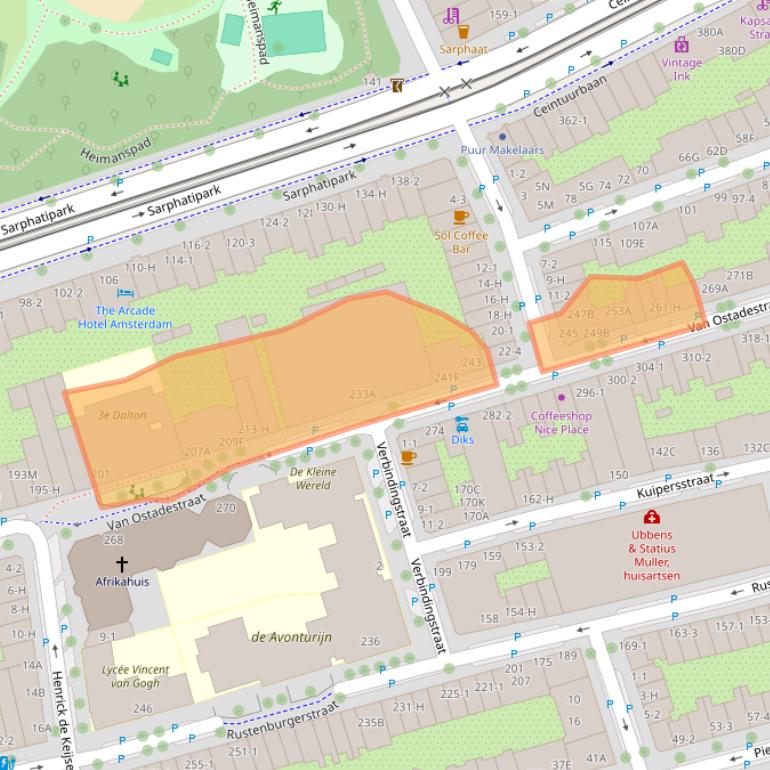 Kaart van postcodegebied 1073TN.