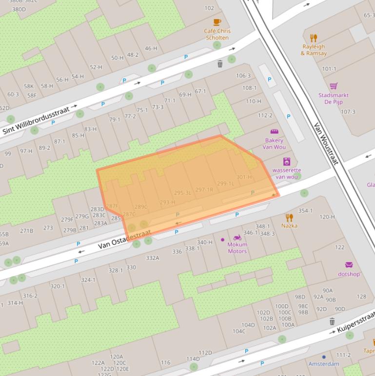 Kaart van postcodegebied 1073TR.