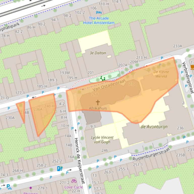 Kaart van postcodegebied 1073TV.