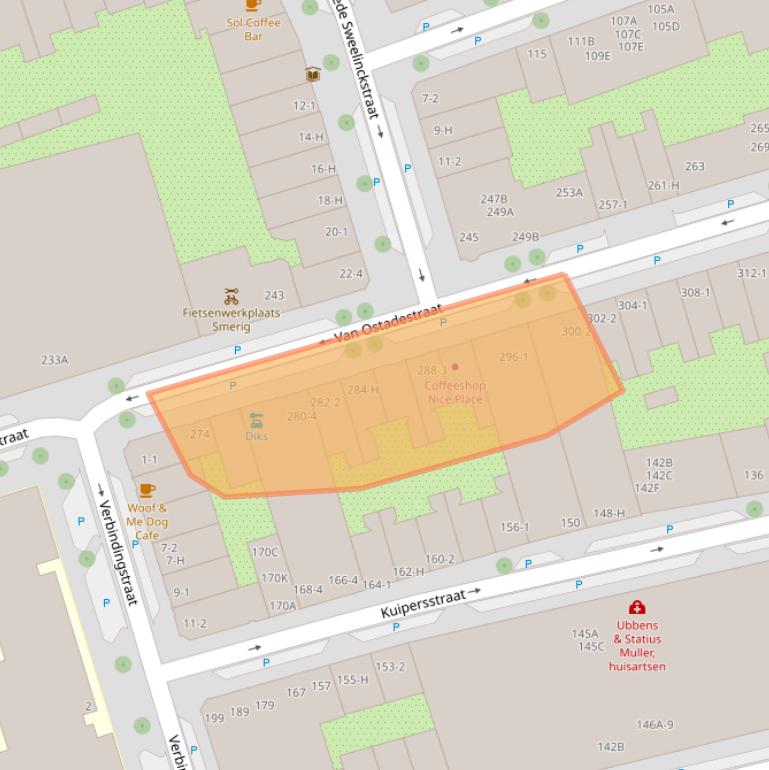 Kaart van postcodegebied 1073TW.