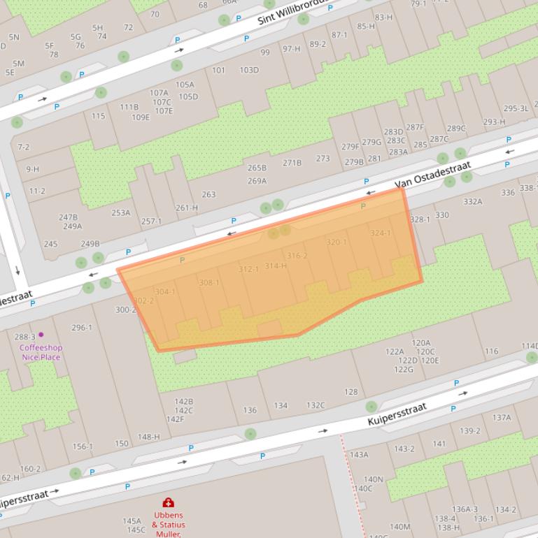 Kaart van postcodegebied 1073TX.