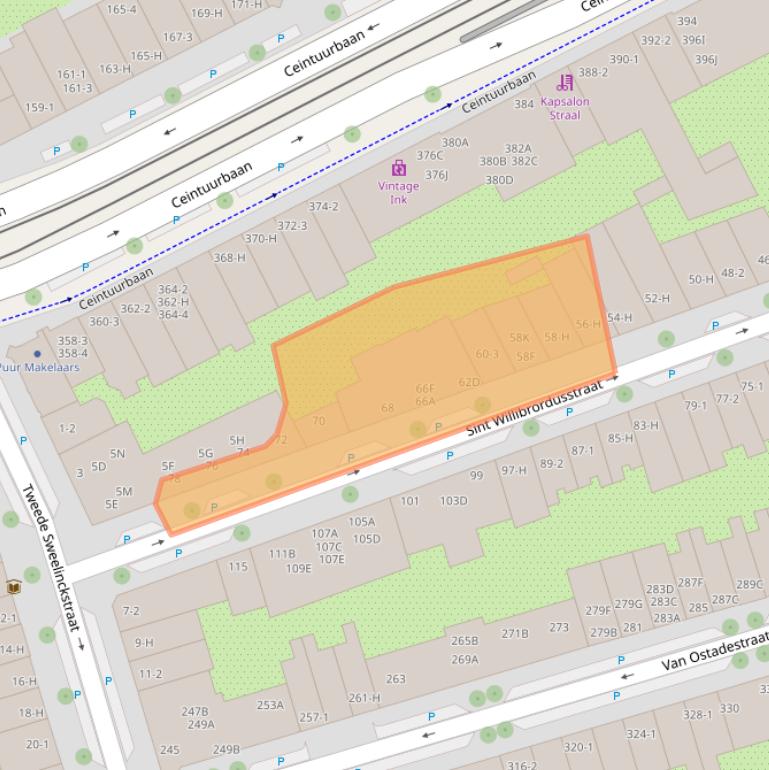 Kaart van postcodegebied 1073VD.