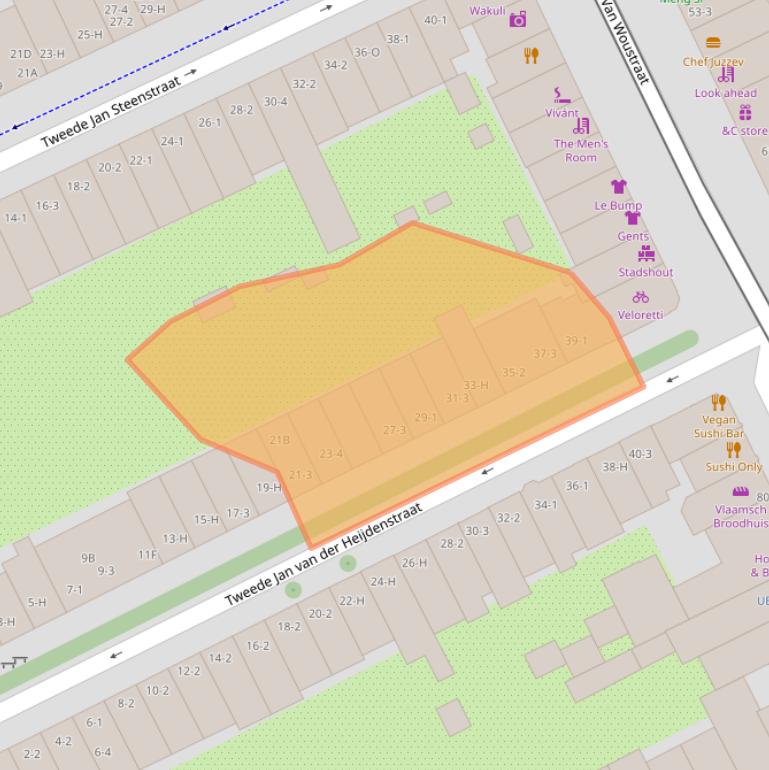 Kaart van postcodegebied 1073VG.