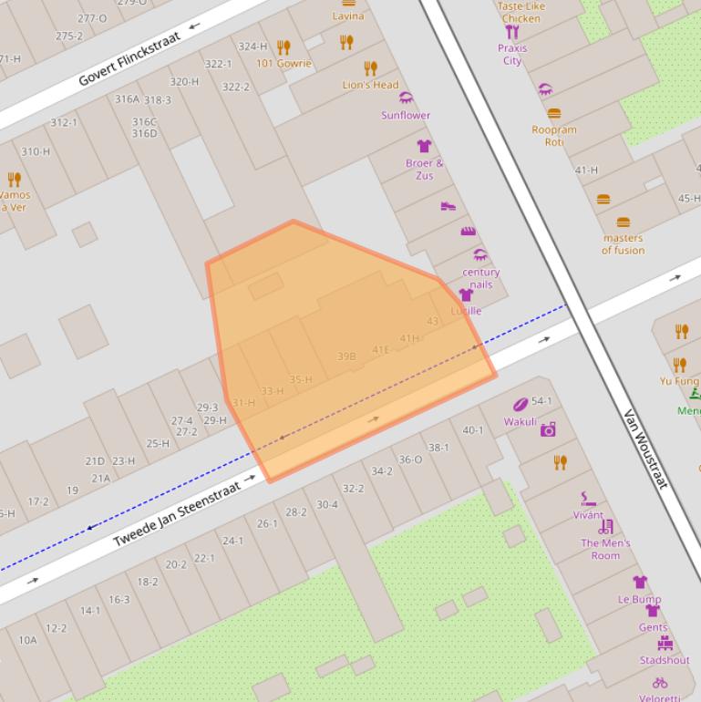 Kaart van postcodegebied 1073VM.