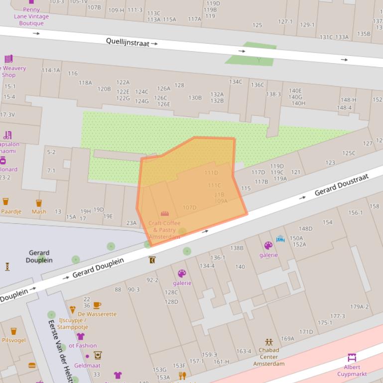 Kaart van postcodegebied 1073VS.