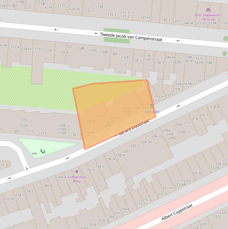 Kaart van postcodegebied 1073VV.