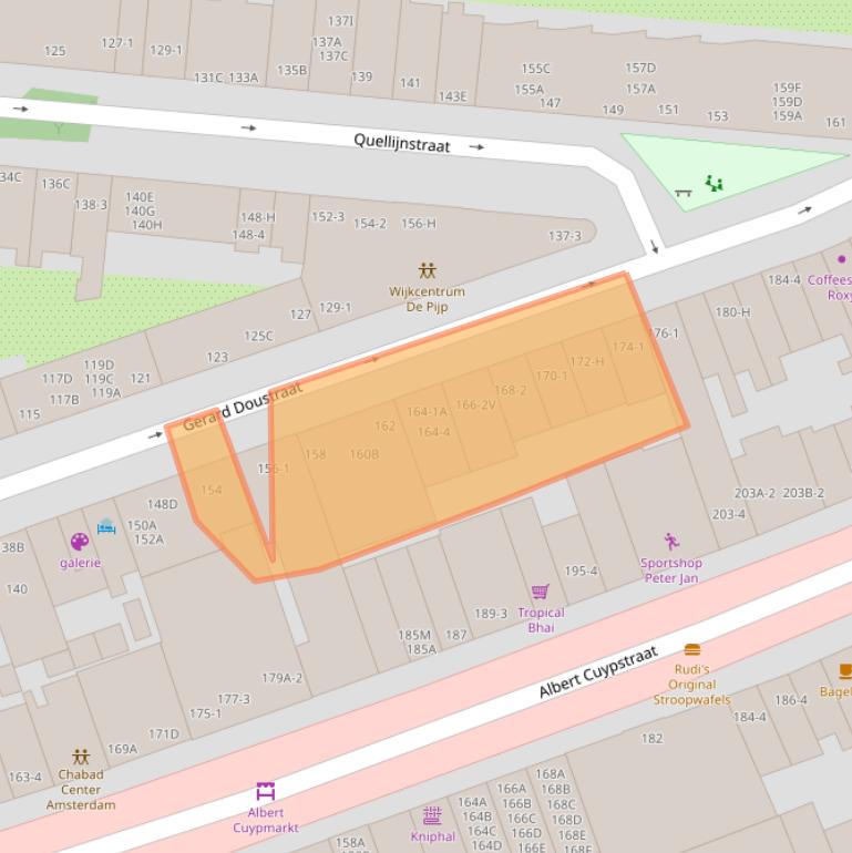 Kaart van postcodegebied 1073VZ.