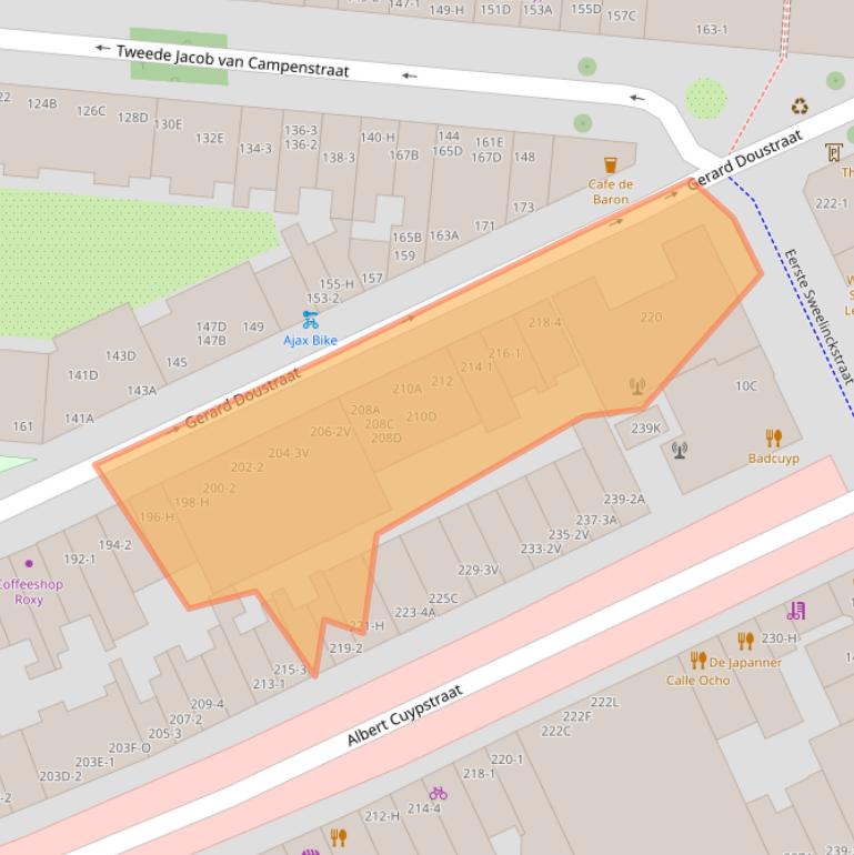 Kaart van postcodegebied 1073XB.