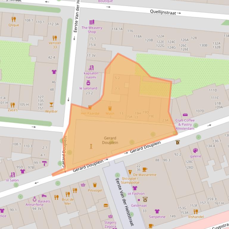 Kaart van postcodegebied 1073XE.