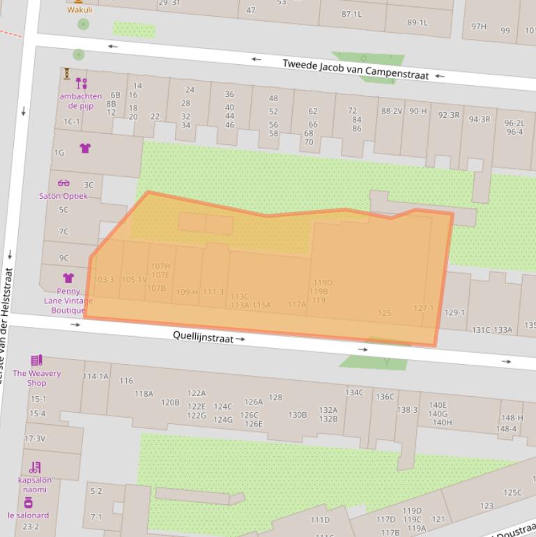 Kaart van postcodegebied 1073XH.