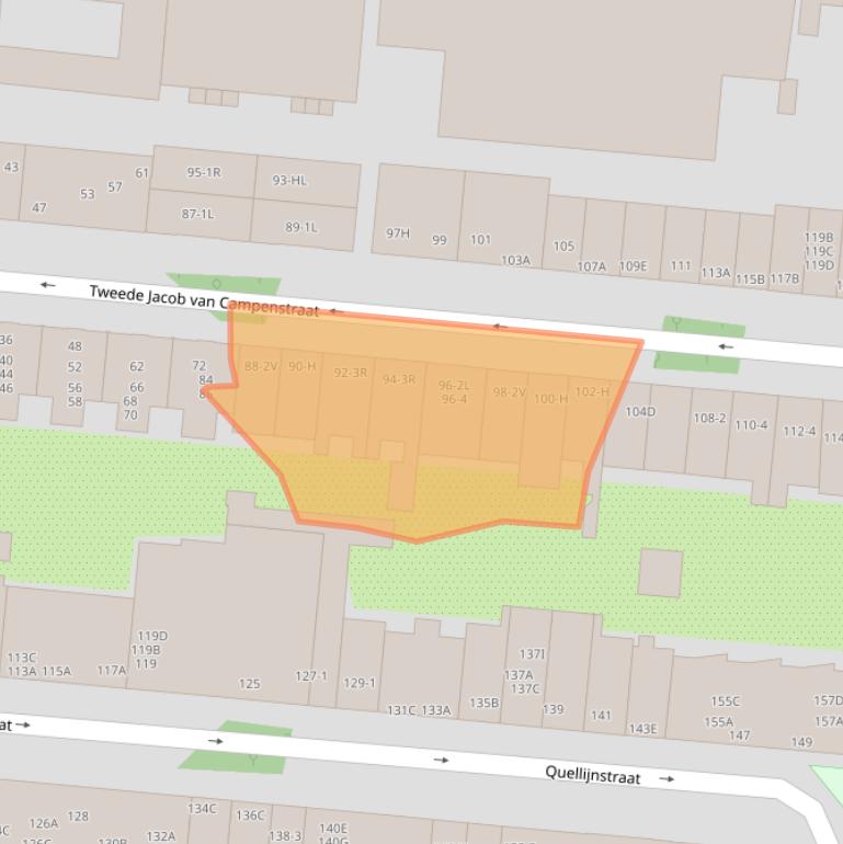 Kaart van postcodegebied 1073XW.