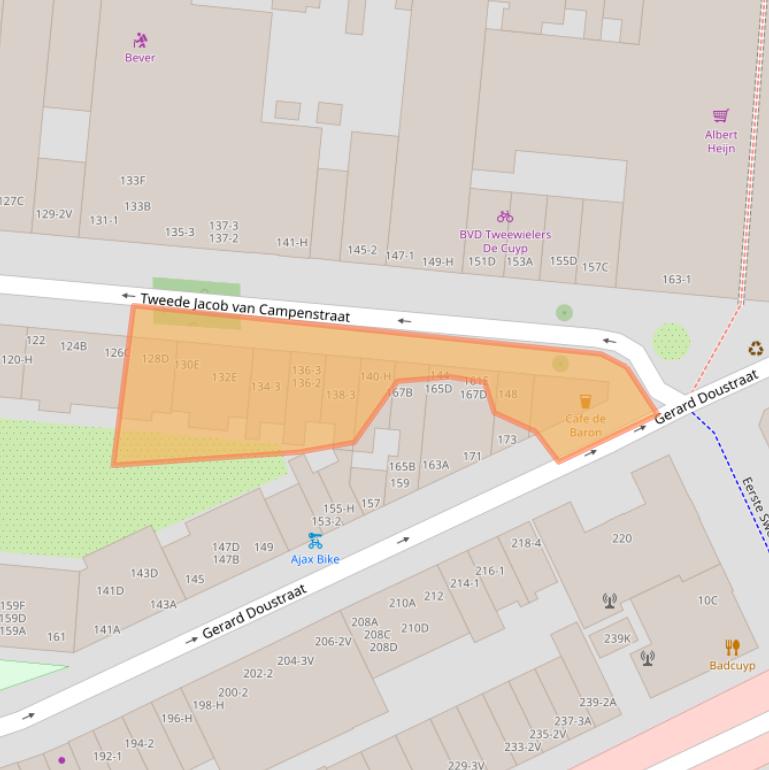 Kaart van postcodegebied 1073XZ.