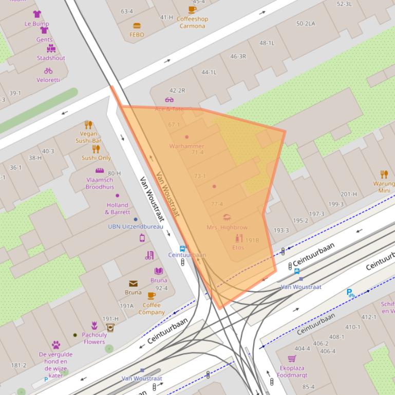 Kaart van postcodegebied 1074AD.