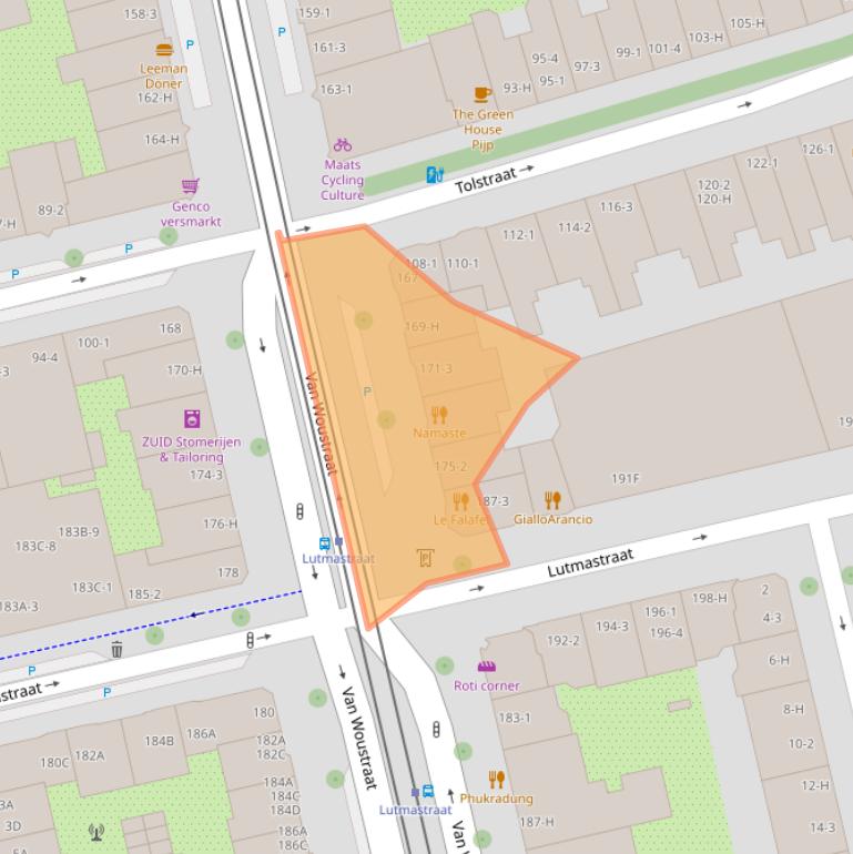 Kaart van postcodegebied 1074AL.