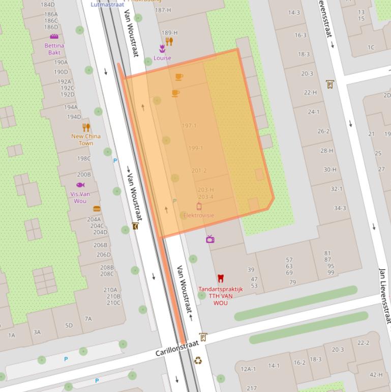 Kaart van postcodegebied 1074AN.